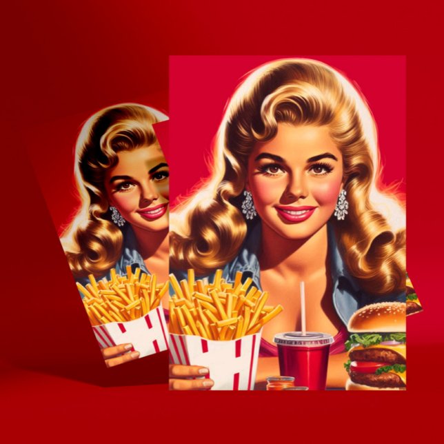 Postal Chica Retro de Comida Rápida (Subido por el creador)