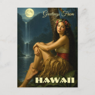 Postal Chica Retro de la Isla en un Paraíso Tropical