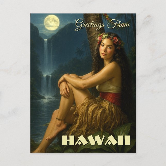 Postal Chica Retro de la Isla en un Paraíso Tropical (Anverso)