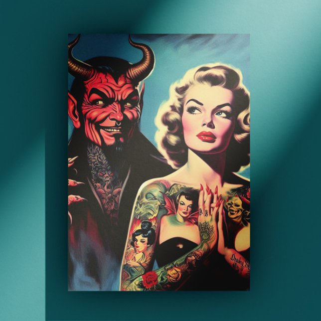 Postal Chica Retro Endiablada con Tatuajes (Subido por el creador)