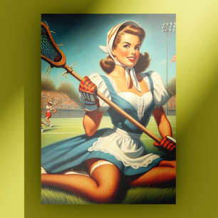 Postal Chica Retro Lacrosse
