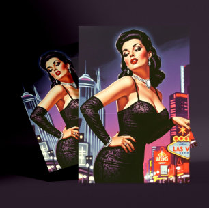 Postal Chica Retro Las Vegas Pin-up
