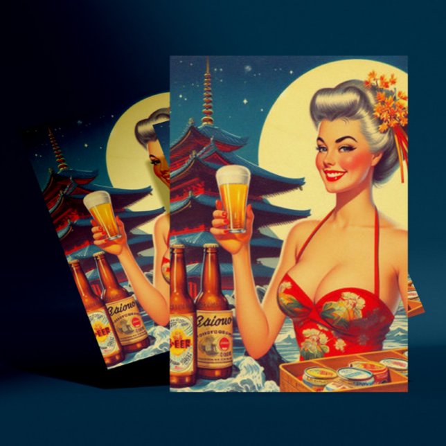 Postal Chica Retro Oriental Beer (Subido por el creador)