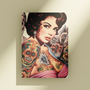 Postal Chica Retro Tatuada