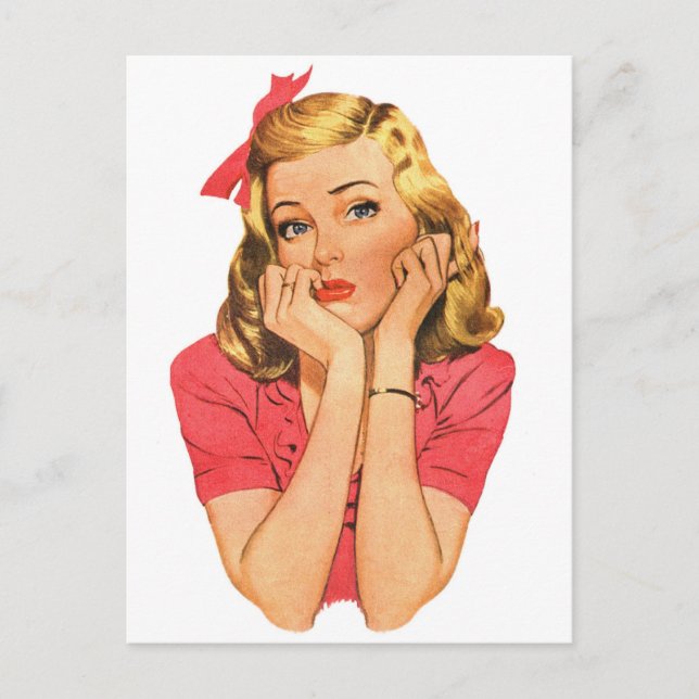 Postal Chica retro 'Whatever del anuncio de las mujeres (Anverso)