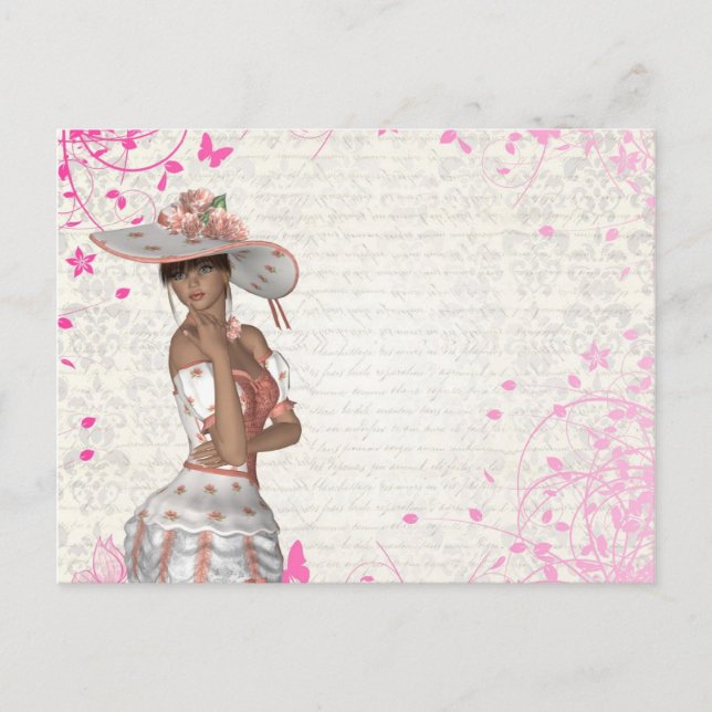 Postal Chica rosa de verano (Anverso)