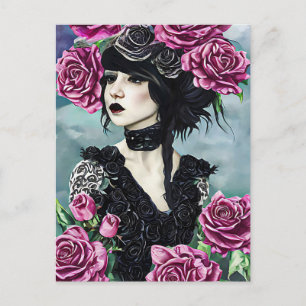 Postal Chica Rosa Gótica Arte original Pintura digital