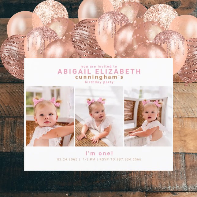 Postal Chica rosado moderno foto de un collage fiesta de  (Subido por el creador)