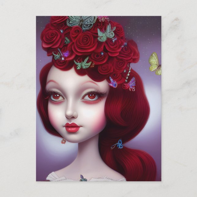 Postal Chica Rosas Rojas Granate de Enero (Anverso)