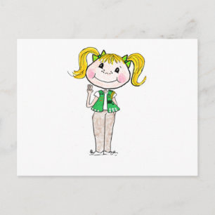 Postal Chica Scout Junior cumpliendo la promesa
