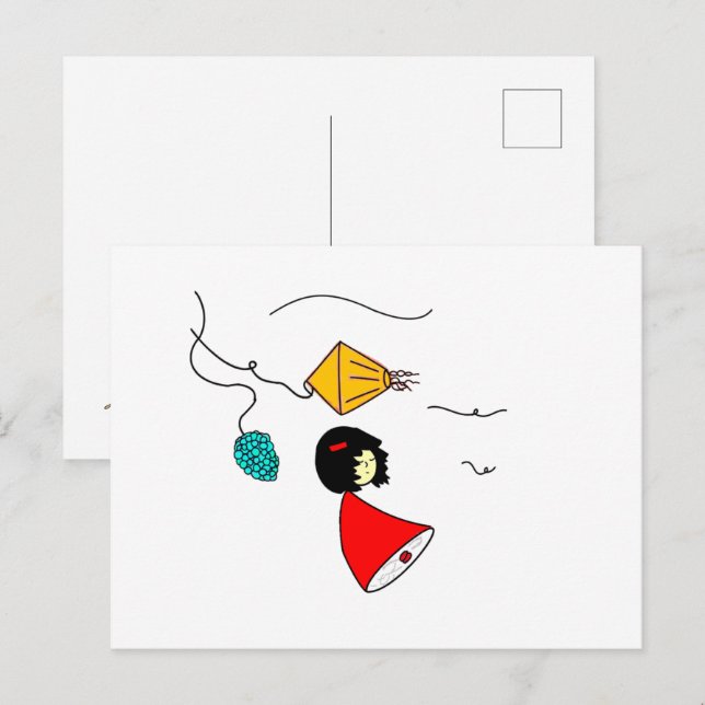 Postal Chica soñadora (Anverso / Reverso)