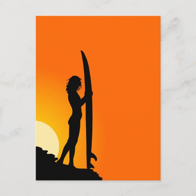 Postal Chica Surfer, Red Sunset (Anverso)