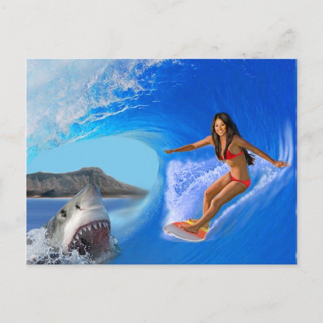 POSTAL CHICA SURFERISTA ESCAPA (Anverso)