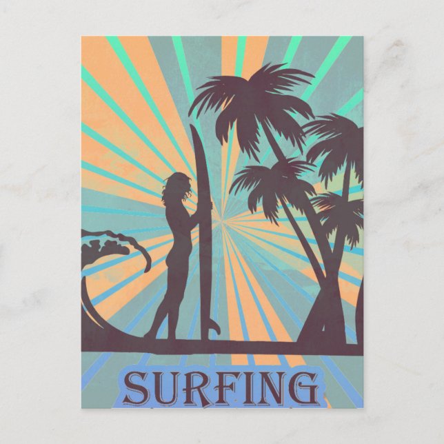 Postal Chica surfista (Anverso)