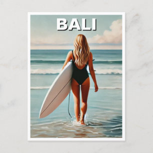 Postal Chica surfista Bali Indonesia