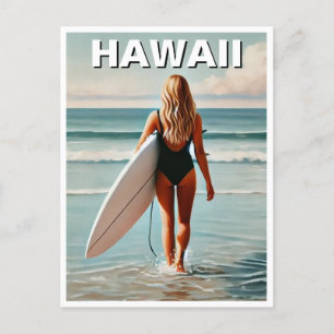 Postal Chica Surfista de Hawái
