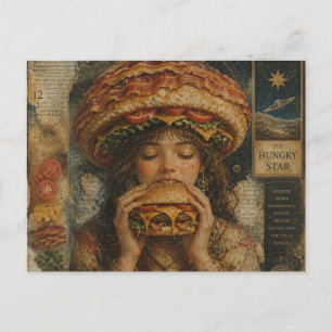 Postal Chica Surrealista Extraña con un Sombrero de Hambu