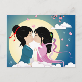 Postal Chica Tanabata Cowherd y Weaver
