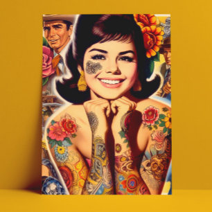 Postal Chica Tatuada al Estilo Antiguo