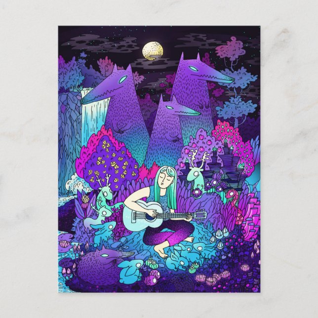 Postal Chica tocando la guitarra (Anverso)