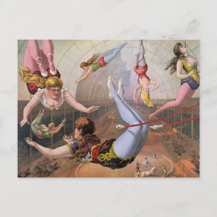 Postal Chica Trapeze Artists Ilustracion de época