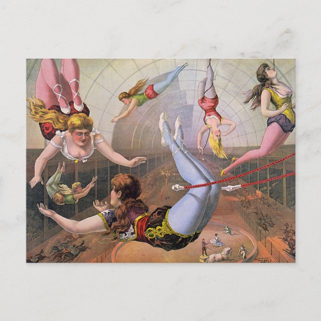 Postal Chica Trapeze Artists Ilustracion de época (Anverso)