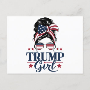 Postal Chica Trump Moño Desordenado Trump 2024 Elección A