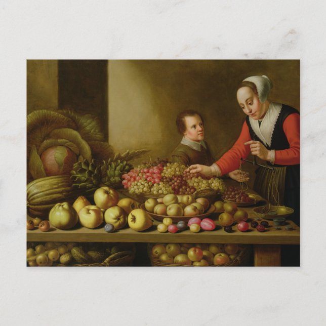 Postal Chica vendiendo uvas (Anverso)