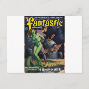 Postal Chica verde contra palos del pato