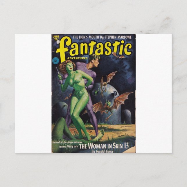 Postal Chica verde contra palos del pato (Anverso)