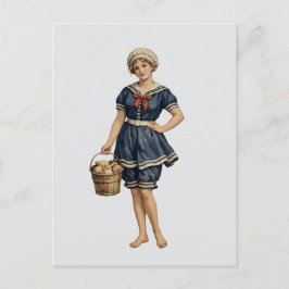 Postal Chica Victoriana de la Costa con Cubo de Conchas