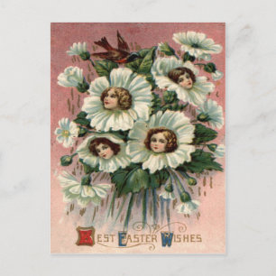Postal Chica Victoriana Flor Blanca