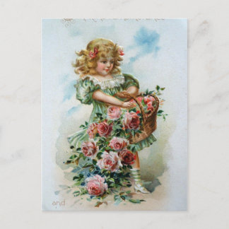 Postal Chica victoriano con Rosas