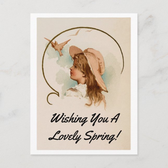 Postal Chica Vintage Con Aves (Anverso)