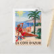 Postal Chica Vintage Cote D'Azur Beach (Anverso/Reverso In Situ)