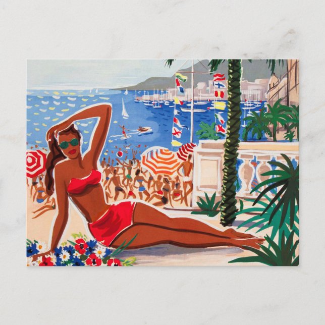 Postal Chica Vintage Cote D'Azur Beach (Anverso)