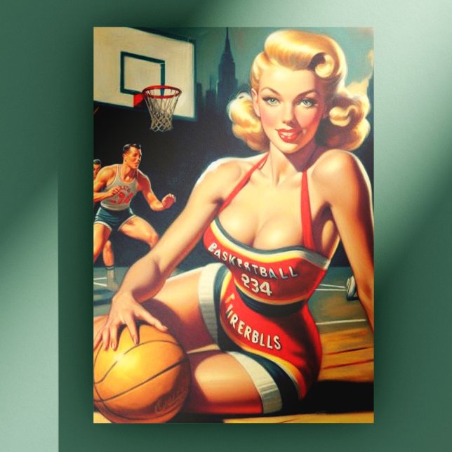 Postal Chica Vintage de Baloncesto (Subido por el creador)