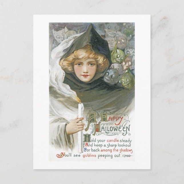 Postal Chica Vintage Halloween (Anverso)