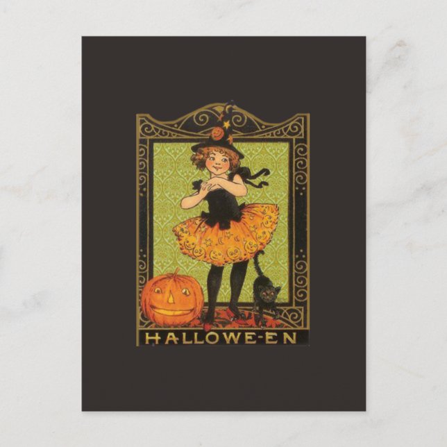 Postal Chica Vintage Halloween (Anverso)