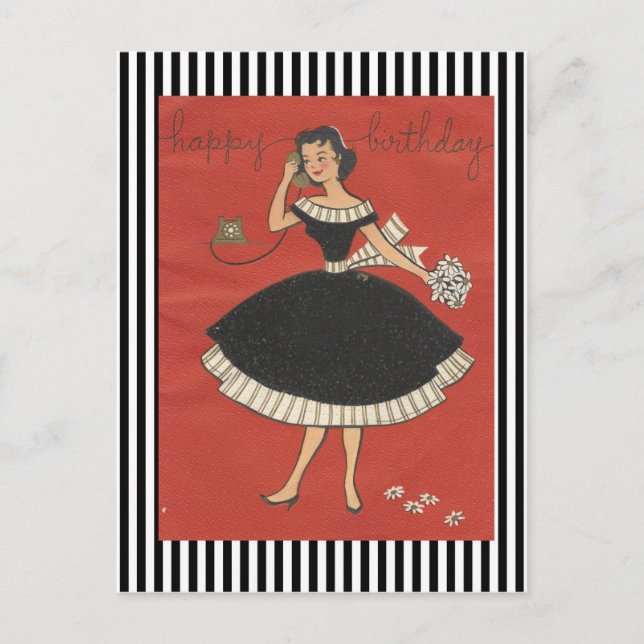 Postal Chica Vintage Happy Birthday (Anverso)