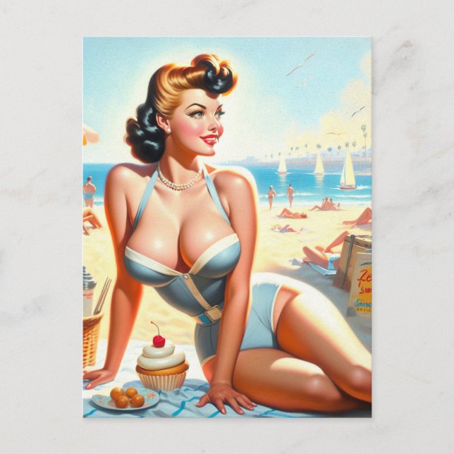 Postal Chica Vintage Summer Pin Up (Anverso)