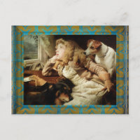 Chica Vintage y dos perros Grunge enmarcados