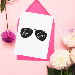 Postal Chica Voladora, Gafas de Sol Aviador, Guion, Cumpl