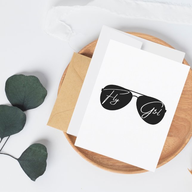 Postal Chica voladora, Gafas de sol de aviador negras, Cu (Subido por el creador)