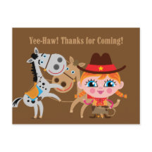 Chica Western Wild West Birthday Gracias Postcard