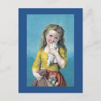 Postal Chica y gatitos victorianos