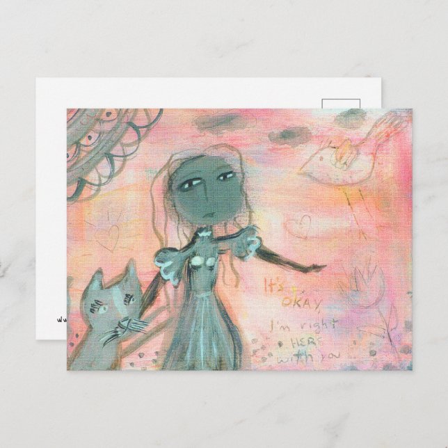 Postal Chica y gato (Anverso / Reverso)