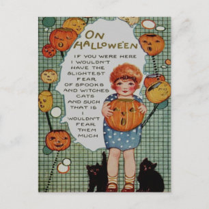 Postal Chica y gatos negros