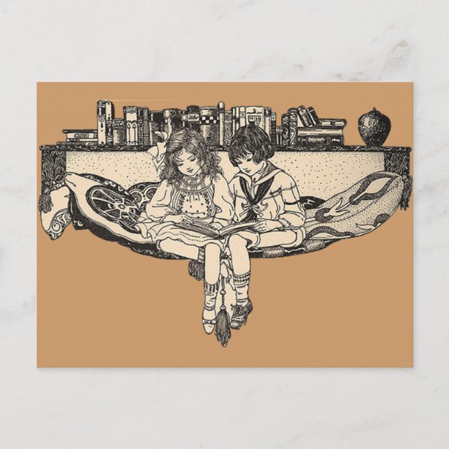 Postal Chica y lectura de niños (Anverso)