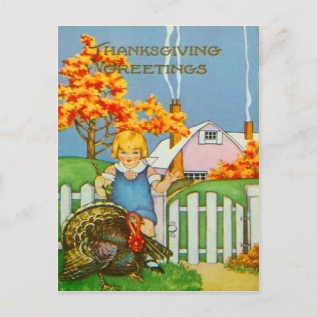 Postal Chica y pavo (Anverso)